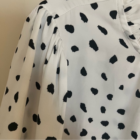 Maison d’Amelie White Blouse with Black Dots Boho Preppy Feminine Dressy French - Picture 5 of 10